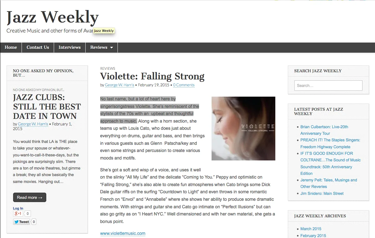 Press: Jazz Weekly